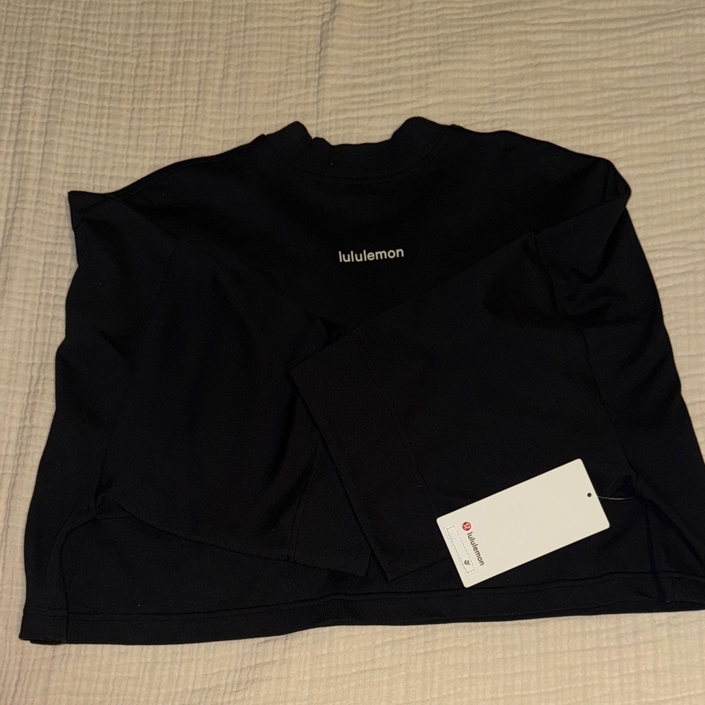 Lululemon Black Oversized Cropped Top - Picture 2 of 2